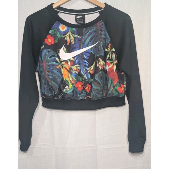 Nike sportswear Womens Hyper Femme Tropical Print Crewneck S Cropped AQ9722-010 - Picture 4 of 8